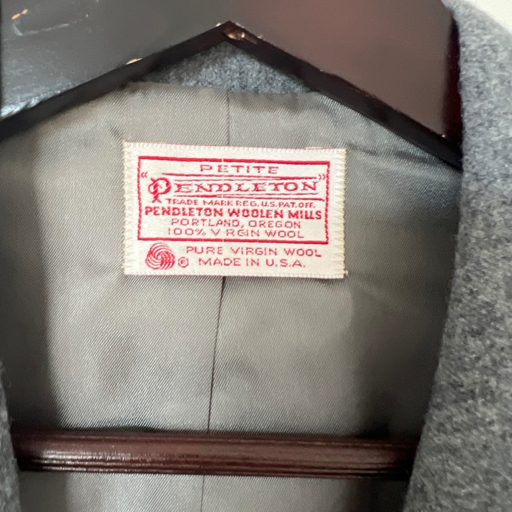 80s Pendleton Petite Women's Gray Wool Blazer Jacket Size 4 Made in USA - Picture 3 of 6